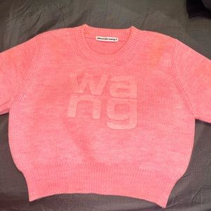 Alexander Wang logo cropped sweater prism pink